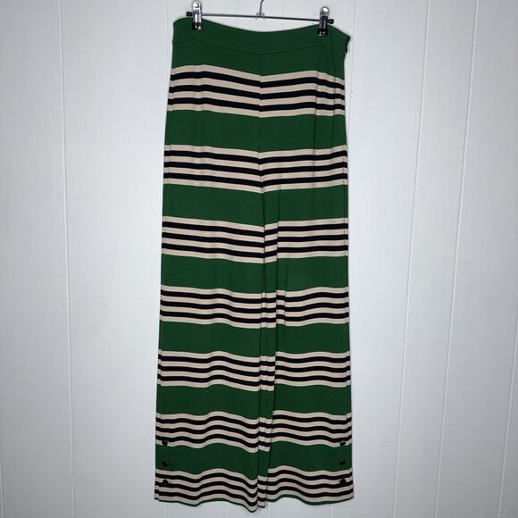 Lela Rose Pants - Pearl By Lela Rose Women’s Striped Green Trousers Wide Leg Size 8